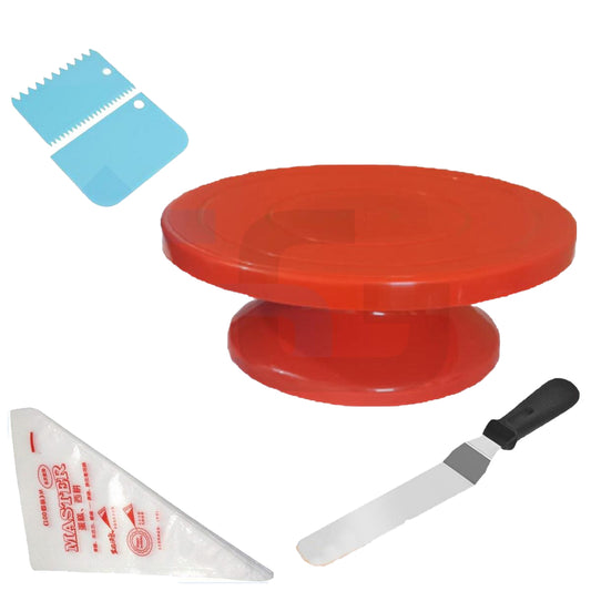 11″ Rotating Cake Turntable with Spatula & Scrapers